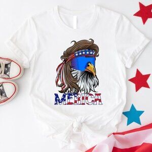Mullet Eagle T-Shirt Funny Merica American Flag 4th Of July Patriotic 92